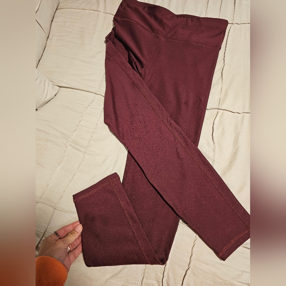 Fabletics Power Hold Burgundy Leggings